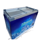 HISENSE Showcase Chiller, Defrost (Direct Cool), 301L, White/Sky Blue