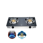 MIKA Gas Stove, Non-Stick, Double Burner, Dark Grey