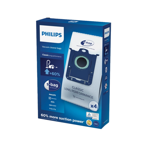 PHILIPS DUSTBAGS S-BAG CLASSIC LP4- For; FC8220 - FC8229, FC8400 - FC8439, FC8130 - FC8139, FC8600 - FC