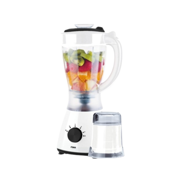 MIKA Table Top Blender, 1.5L, 2 in 1, with Grinder, 400W, White & Black