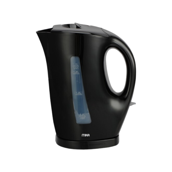 MIKA Kettle, 1.7L, Plastic, Cordless, Open Element, Black