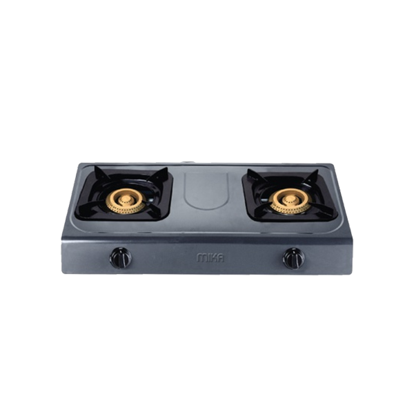 MIKA Gas Stove, Non-Stick, Double Burner, Dark Grey